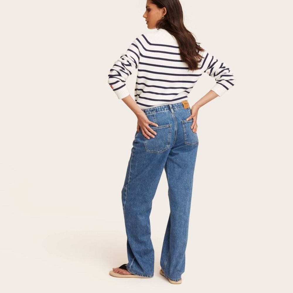 Parke - Women's Mid-Rise Drawstring Baggy Jeans - Parke Me Blue - Picture 2 of 4